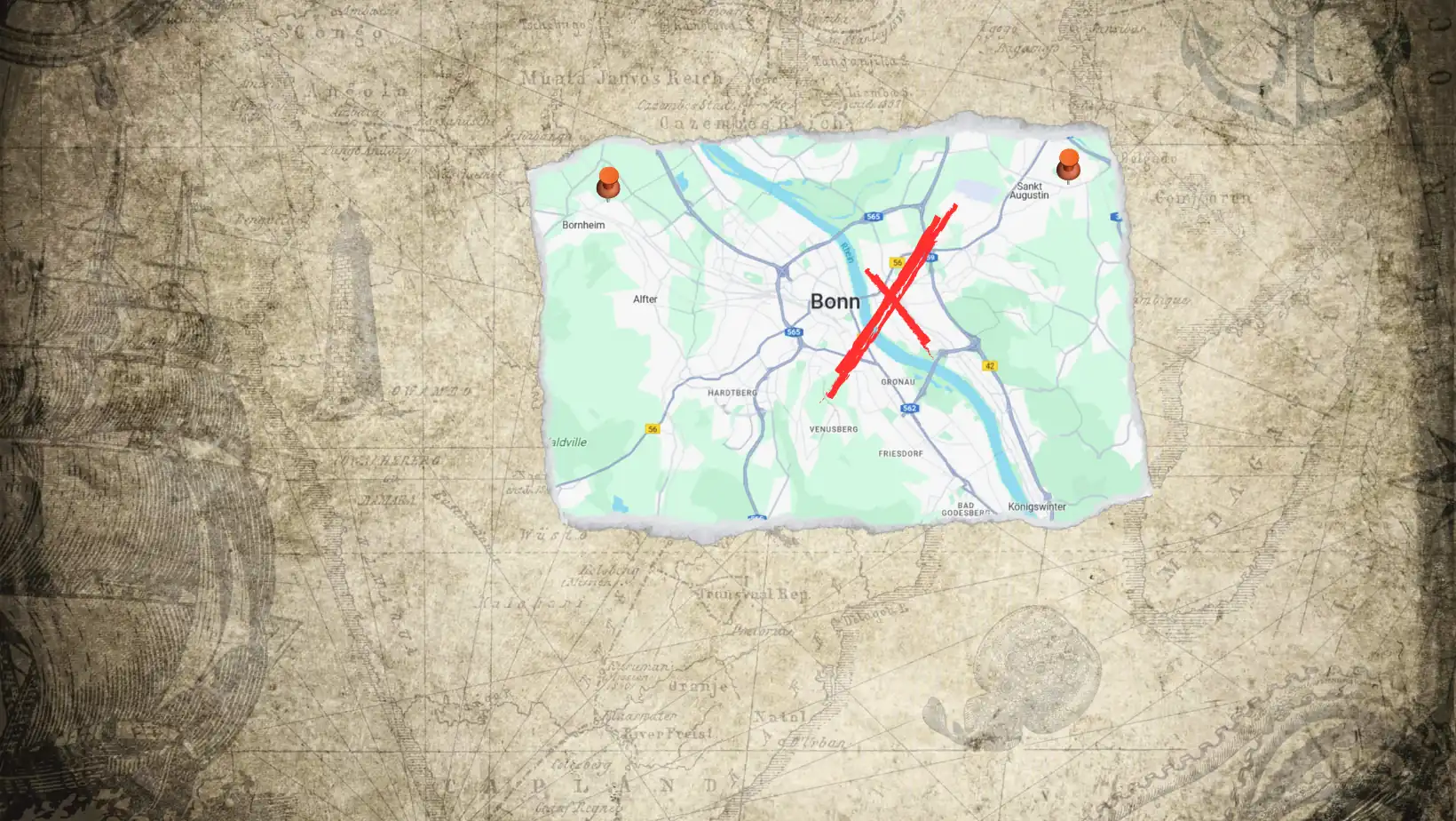 Standort auf Karte markiert