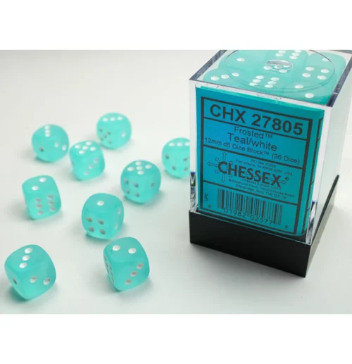 Frosted Teal/white 12mm d6