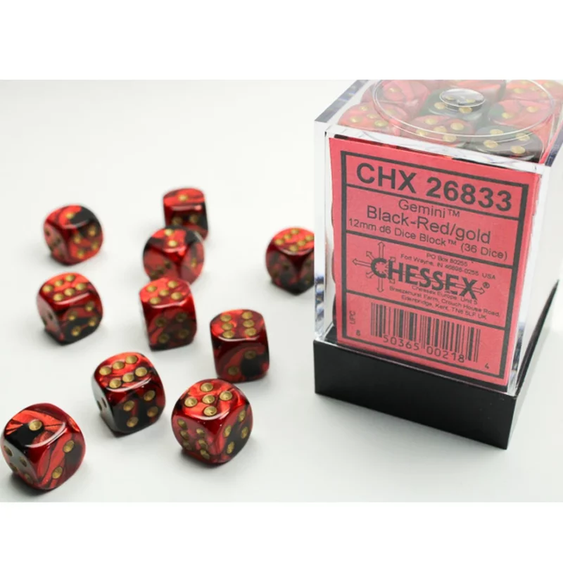 CHX26833 Gemini 12mm d6 Black-Red/gold
