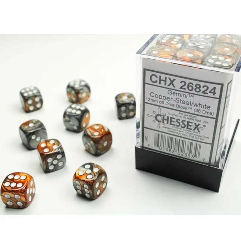 Gemini Copper-Steel/white 12mm d6