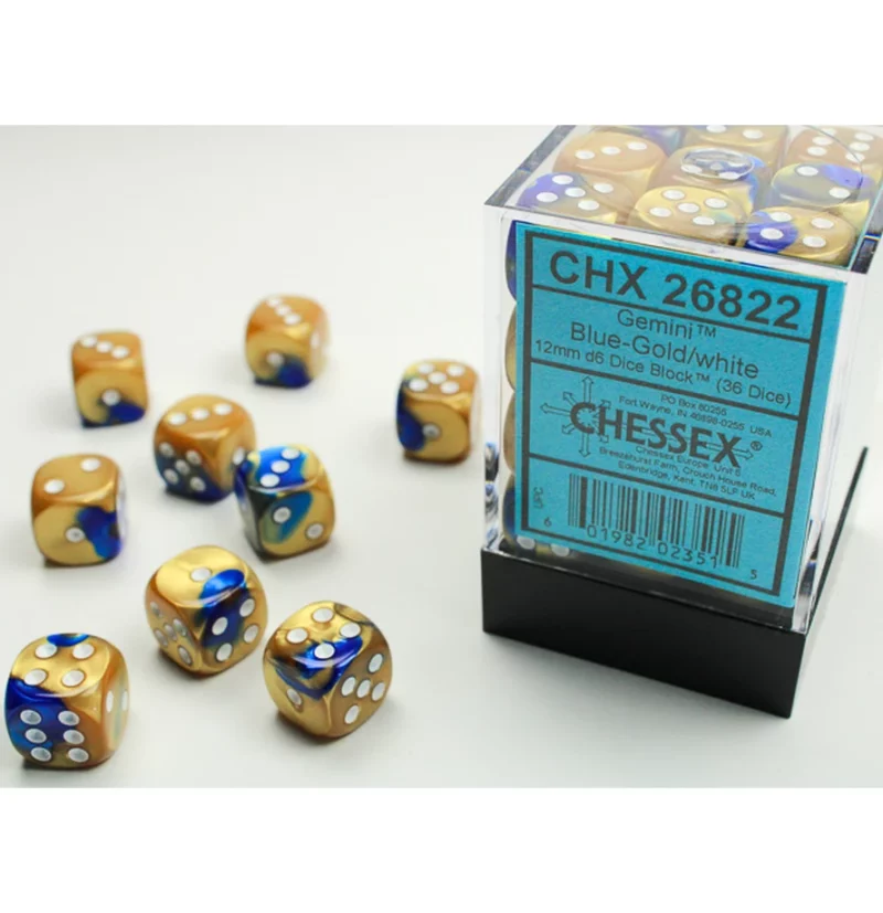 Gemini Blue-Gold/white 12mm d6