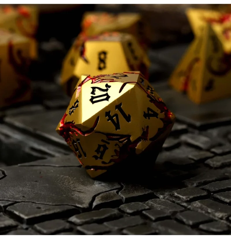 Wyrmgold metal RPG Dice Set