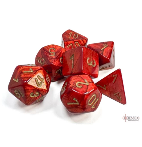 Chessex Scarab Scarlet/gold Polyhedral (7)