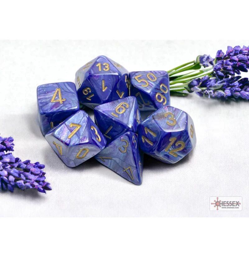 Chessex Lustrous Purple/gold Polyhedral (7)