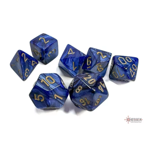Chessex Scarab Royal Blue/gold Polyhedral (7)